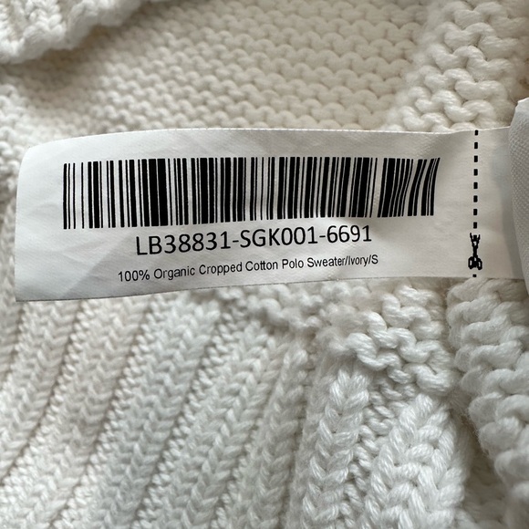 Quince 100% Organic Cropped Cotton Polo Sweater Ivory Size S - Picture 6 of 7